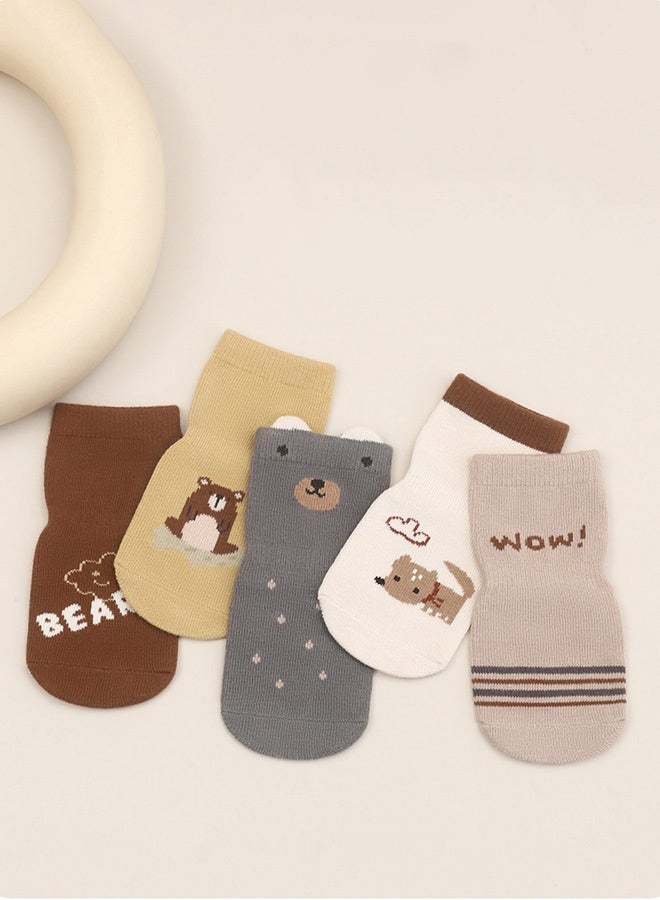 Hanayo 5 Pairs Kids Socks Girls and Boys Non-slip Floor Socks Comfortable Unisex Socks for Newborn Infant Toddlers Perfect for All Seasons(Multicolour) - Image 4